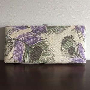Sequined peacock wallet